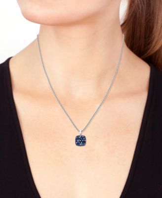 EFFY&reg; Multi-Sapphire Ombr&eacute; Cluster 18" Pendant Necklace (3-1/3 ct. t.w.) in Sterling Silver