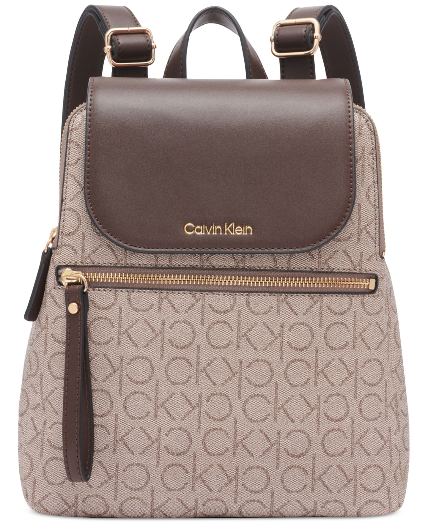 Рюкзак Calvin Klein Garnet Signature Triple Compartment, цвет: Миндальный серо-коричневый / Белый — фото 6