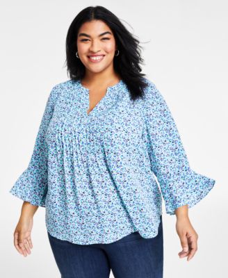 売れ筋商品|||スタイルアンドコー カットソー トップス レディース Plus Size Printed Pintuck Blouse, Exclusively at Macy's Floral Hampton Style & Co Plus Size Printed Pintuck Blouse, Created for