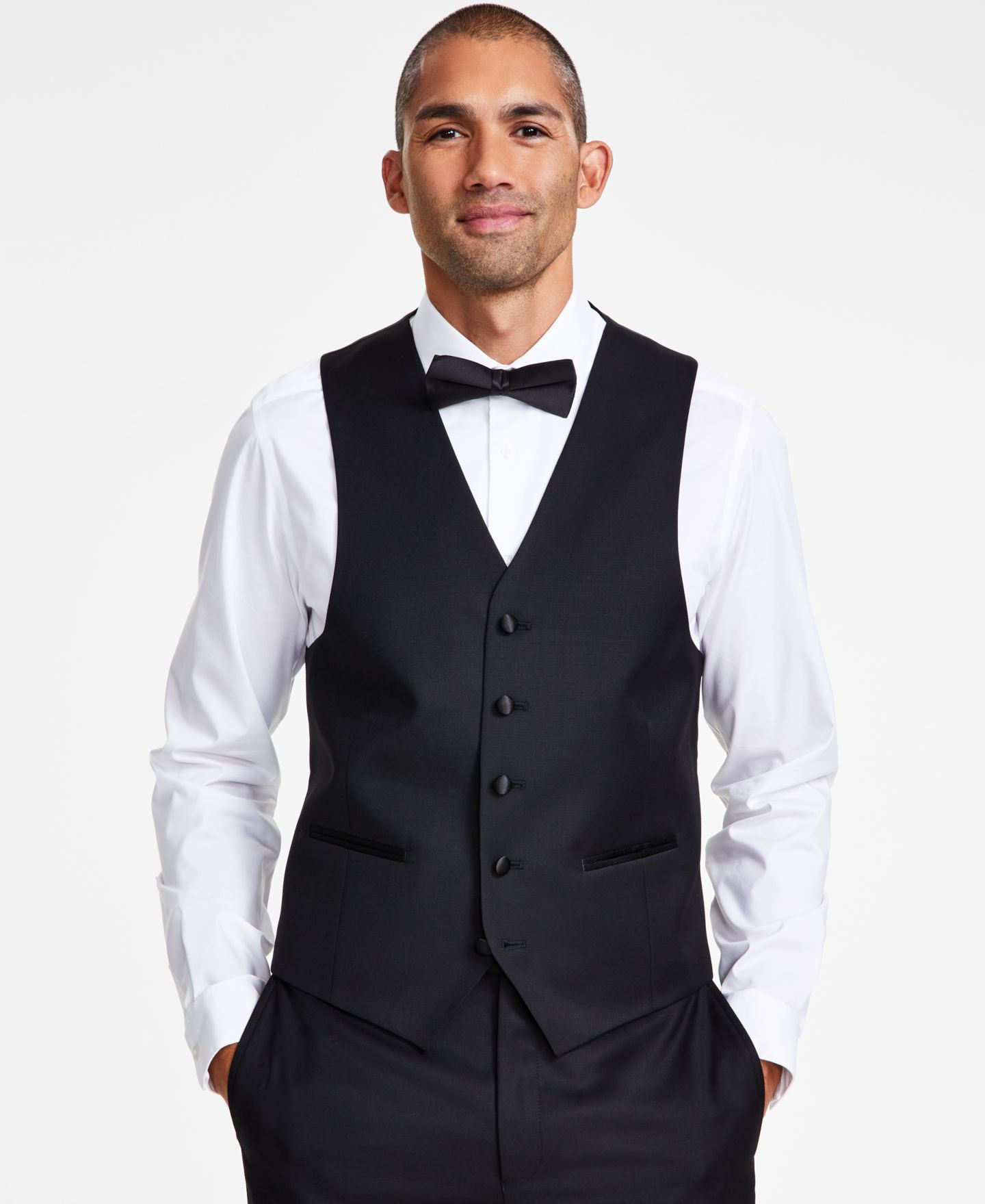 Мужской жилет Michael Kors Classic-Fit Stretch Tuxedo Vest, цвет: Чёрный — фото 1