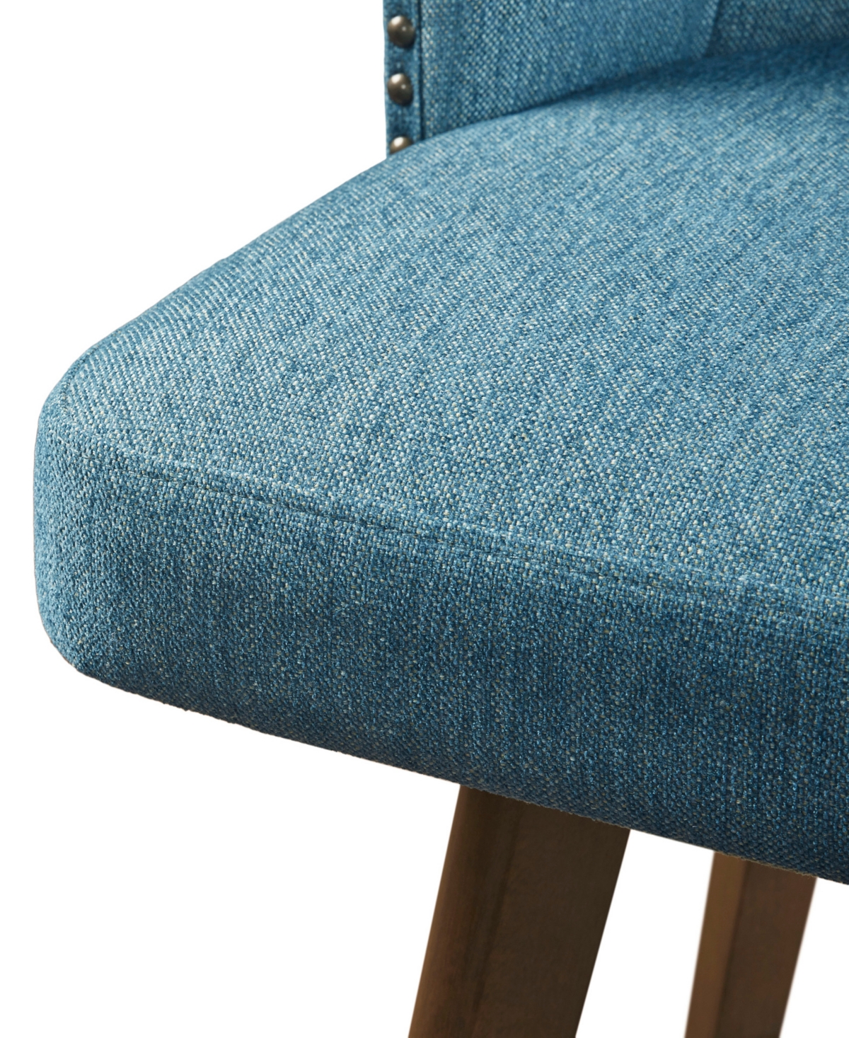 Shop Madison Park Onyx 20.5" Wide Fabric Upholstered 360 Degree Swivel Counter Stool In Blue