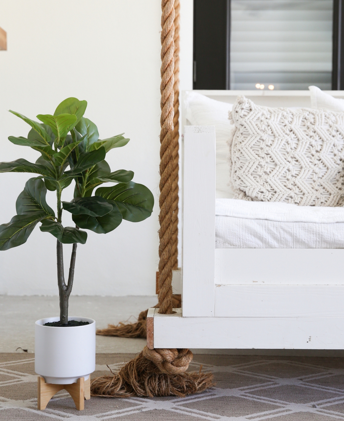 NEARLY NATURAL 33" ARTIFICIAL FIDDLE FIG WITH STAND PLANTER 