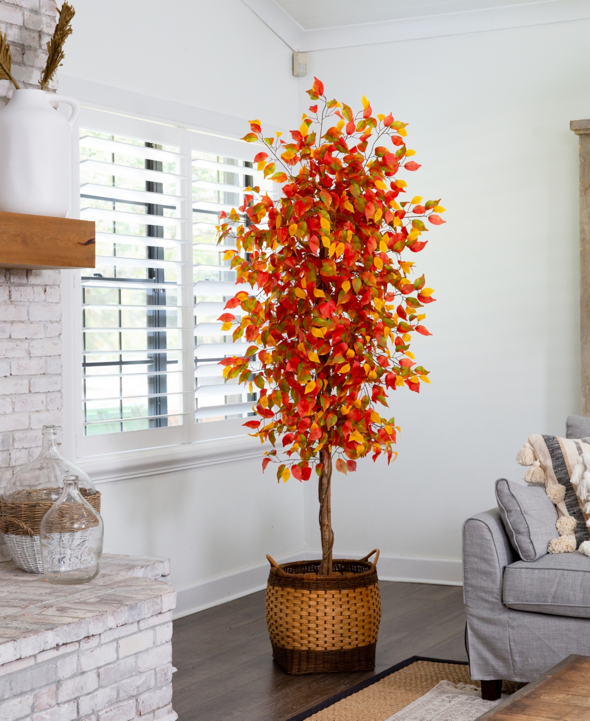 NEARLY NATURAL 84" AUTUMN FICUS ARTIFICIAL FALL TREE 