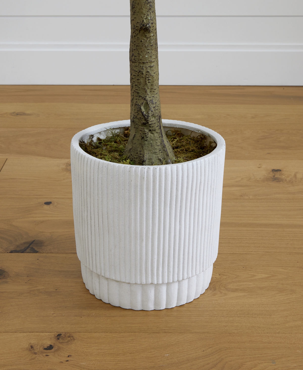 Shop Nearly Natural 72" Artificial Fiddle Leaf Fig Tree With Decorative Planter In Green