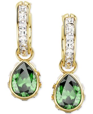 Gold-Tone Mixed Crystal Charm Hoop Earrings