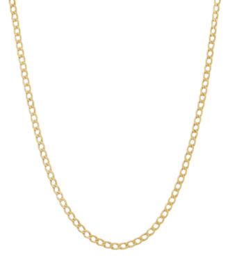 Italian Gold - Children's Curb Link Chain Necklace in 14k Gold, 14" + 2" extender