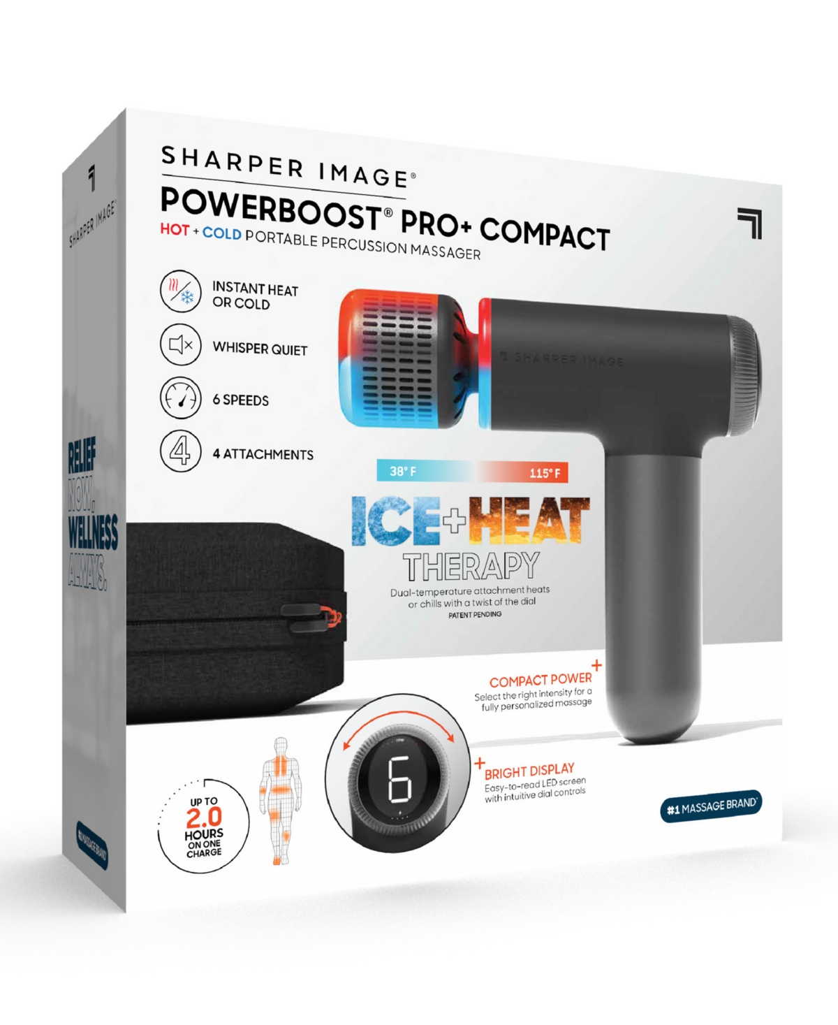 Shop Sharper Image Powerboost Pro+ Compact Hot & Cold Percussion Massager In Black