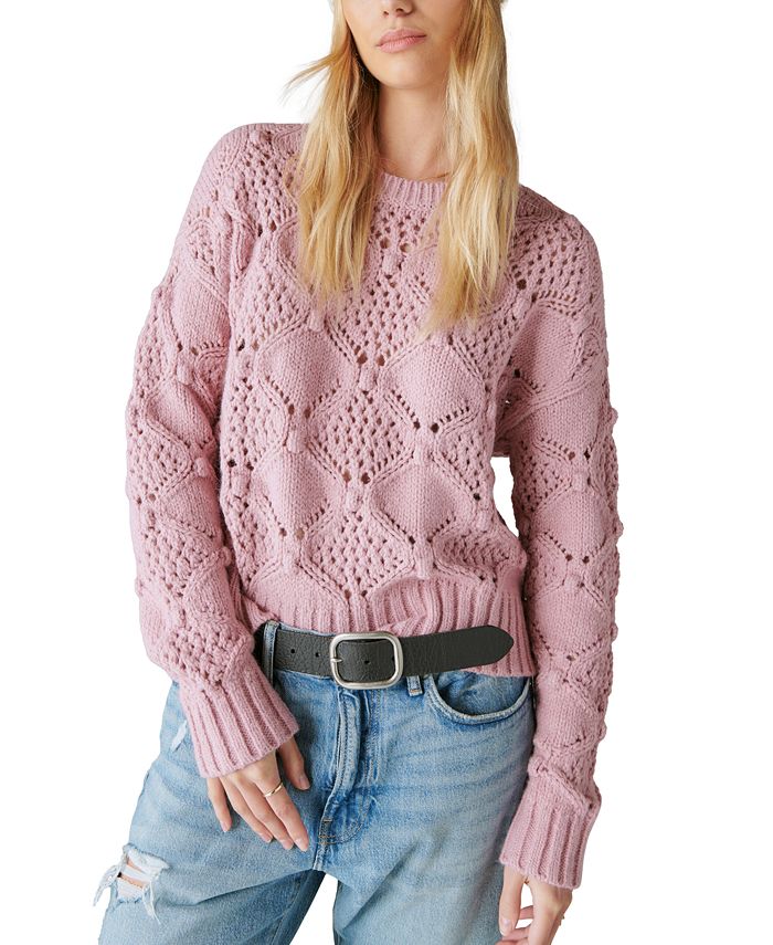 Lucky Brand Women's Open-Stitch Pullover Sweater - Macy's