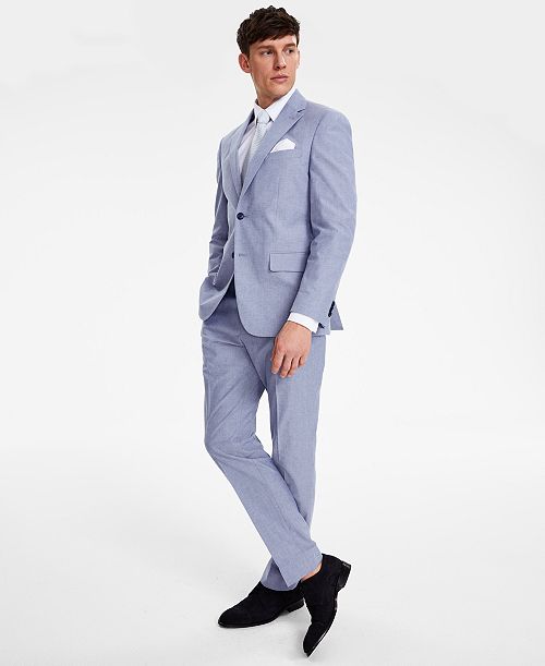 alfani Tommy Hilfiger Men's Modern Stretch Chambray Suit Separates Men's Fashion & Accessories