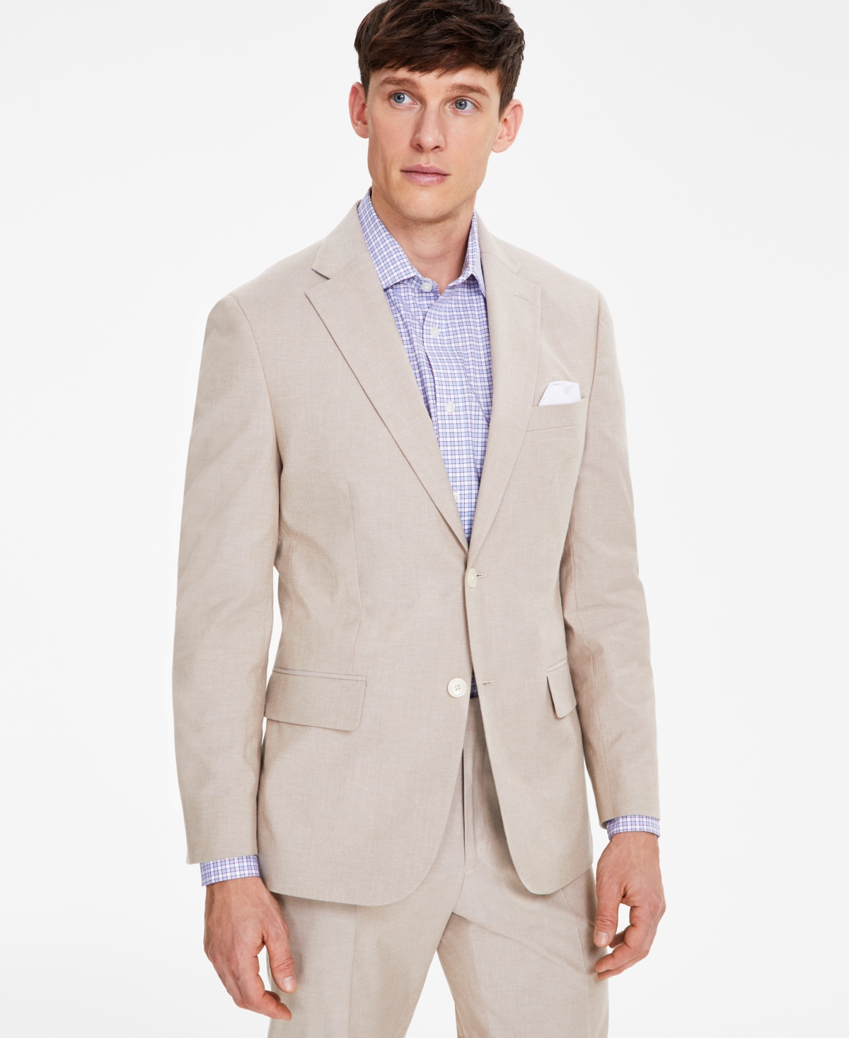 Tommy Hilfiger Men's Modern-fit Th Flex Stretch Chambray Suit Separate Jacket In Tan