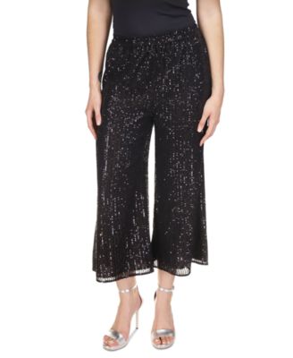 Michael Kors - Women's Sequin Cropped Wide-Leg Pants