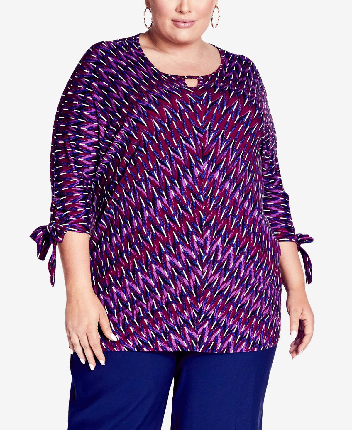 Avenue Plus Size Analise Chevron High Low Top In Berry Chev | ModeSens