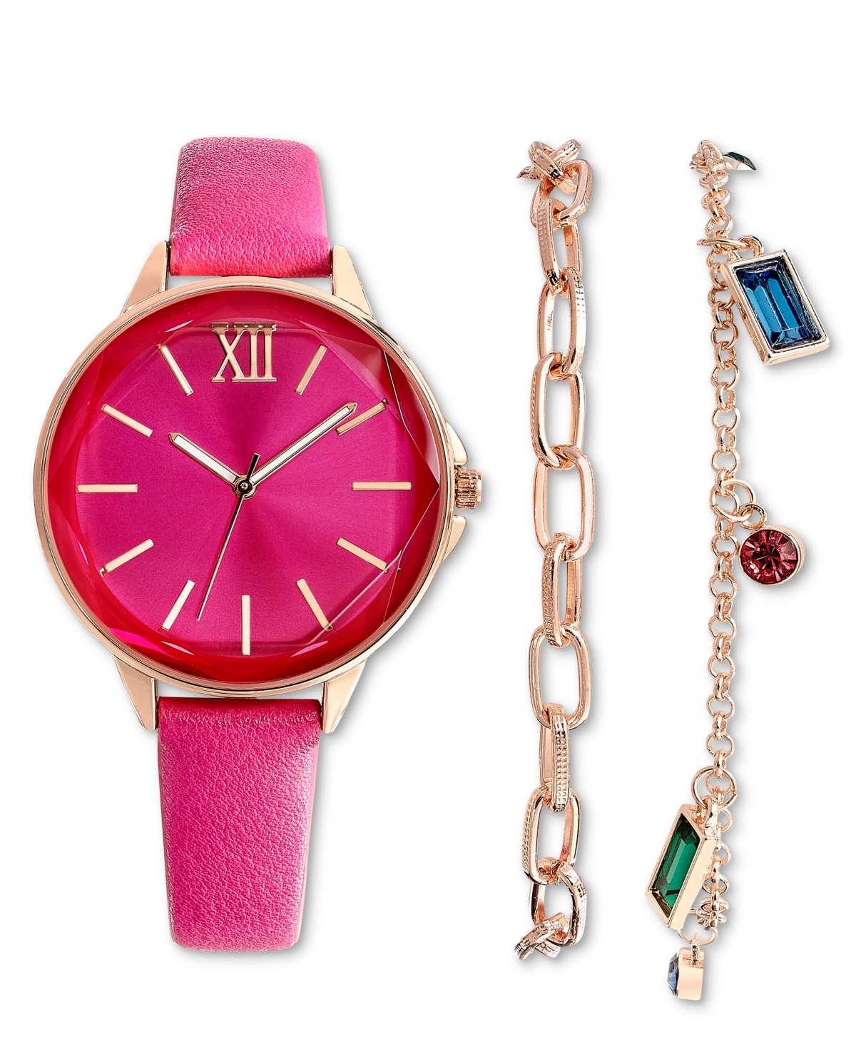 Inc International Concepts Women's Pink Strap Watch 36mm Gift Set, Created For Macy's
