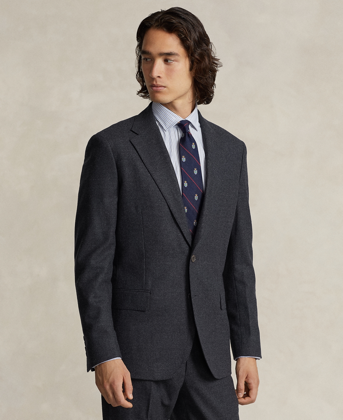 Men's Polo Modern Wool-Blend Flannel Jacket - Dark Grey