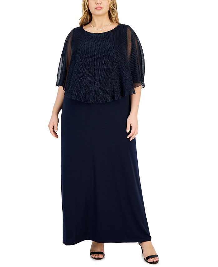 Connected Plus Size Cape-Overlay Maxi Dress - Macy's