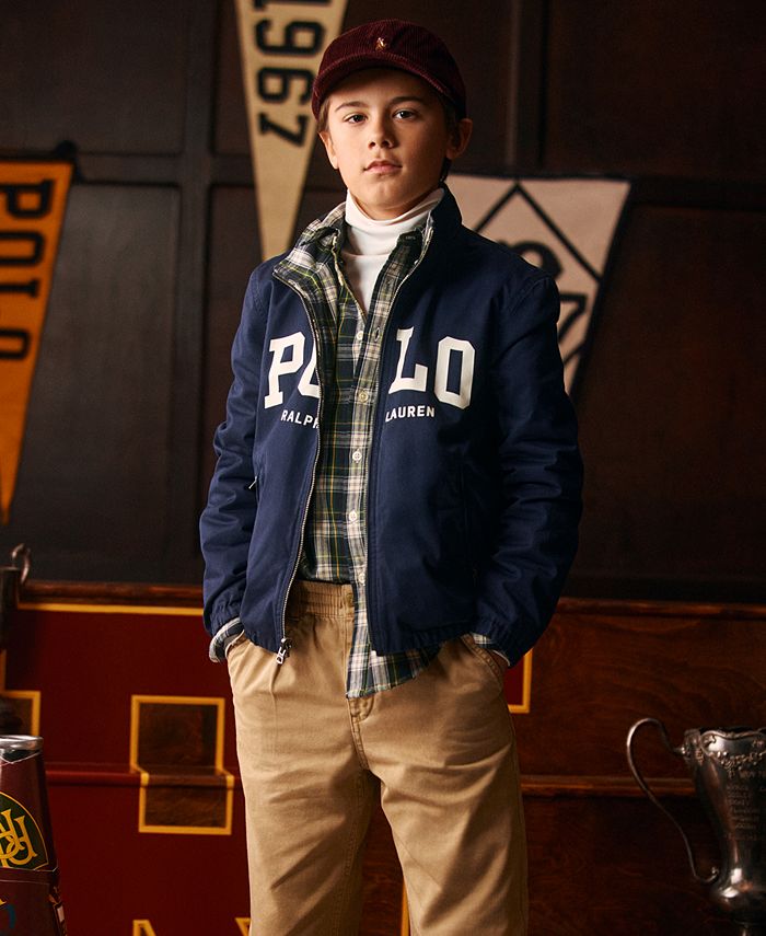 Polo Ralph Lauren Big Boys Reversible Cotton Twill and Oxford Jacket -  Macy's
