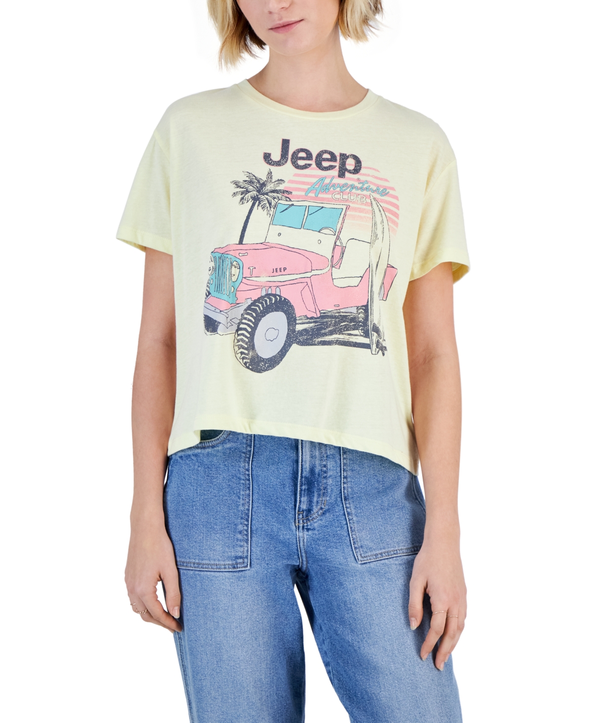 Juniors' Jeep Short-Sleeve Graphic T-Shirt - Yellow