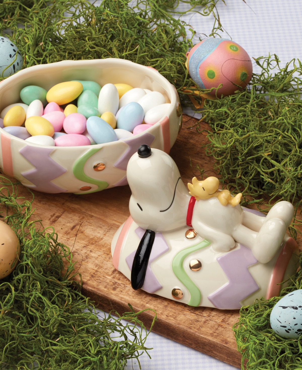 Lenox Peanuts Snoopy & Woodstock Covered Candy Dish In Multi And Ivory