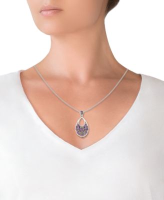 Pave Amethyst Teardrop Pendant and a Curb Chain