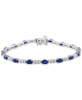 EFFY&reg; Sapphire (3-1/20 ct. t.w.) & Diamond (1/5 ct. t.w.) Tennis Bracelet in Sterling Silver