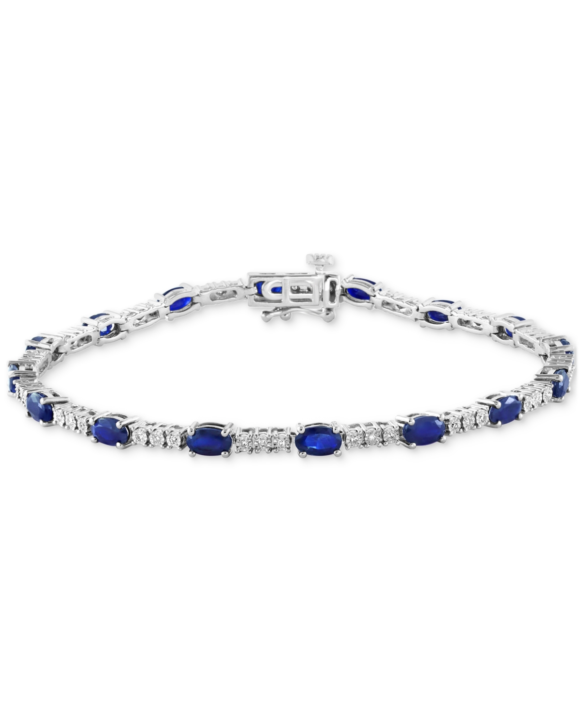 Effy(3-1/20 ct. t.w.) & Diamond (1/5 ct. t.w.) Tennis Bracelet in Sterling Silver - Sapphire