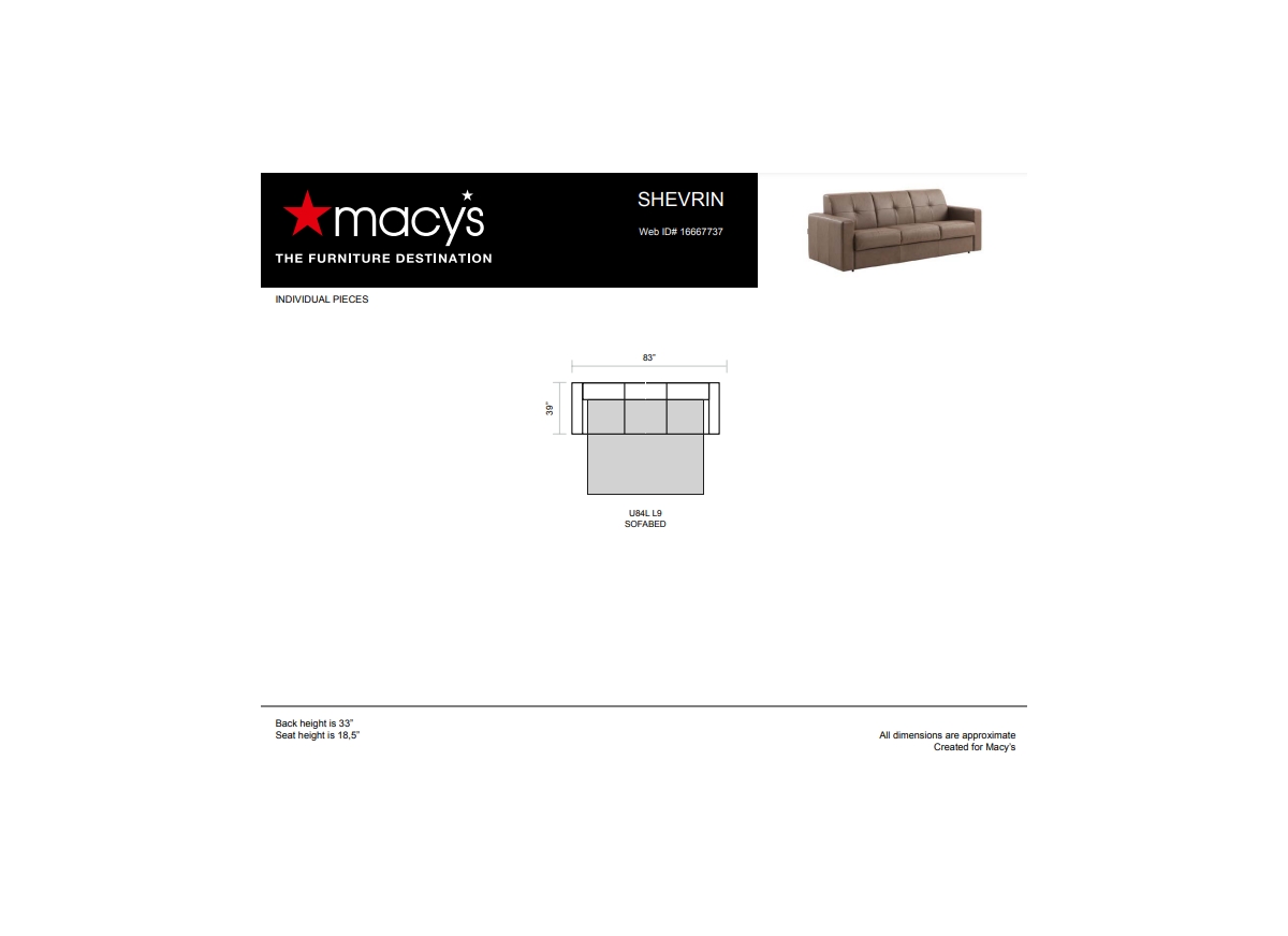 Macy's Shevrin Leather Sleeper Sofa, Created For  In Taupe
