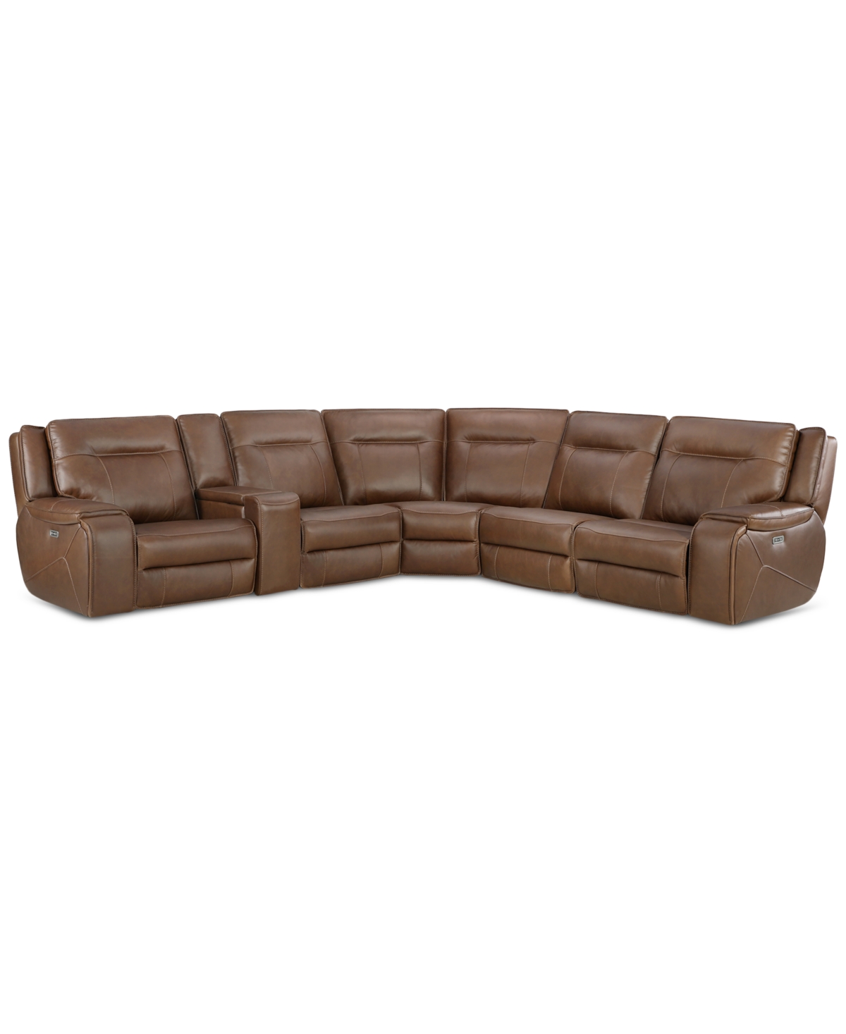 Macy's Hansley 6-pc Zero Gravity Leather Sectional With 2 Power Recliners, Created For  In Brown