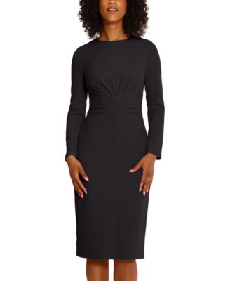 Women's Scuba-Crepe Gathered Midi Dress