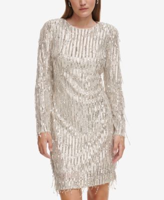 Women's Long-Sleeve Sequin Cocktail Dress