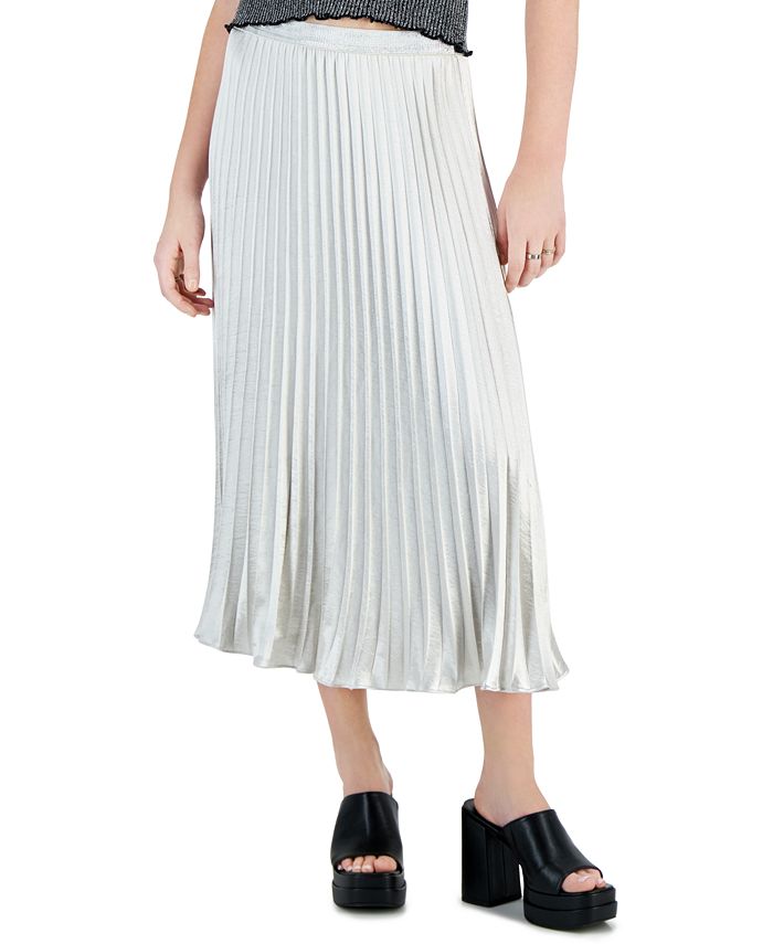 Women's Rose Metallic Pleated Midi Skirt