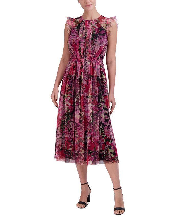 BCBGeneration Women's Floral Tulle Midi Dress - Macy's