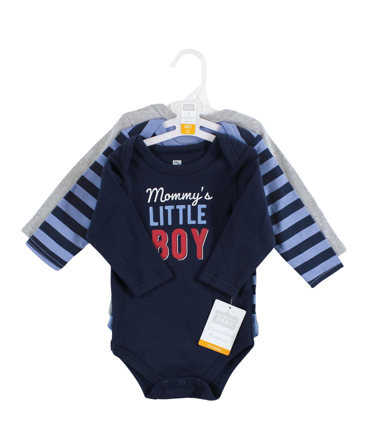 Hudson Baby Baby Boys Cotton Long-Sleeve Bodysuits, Mommys Boy, 3-Pack