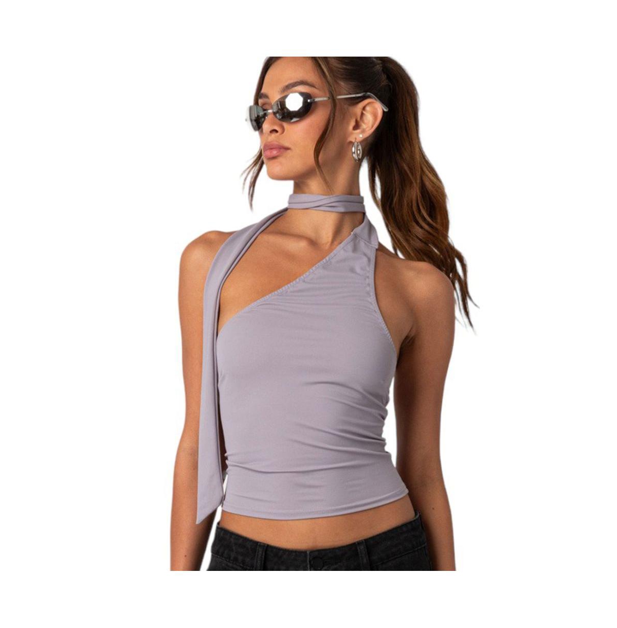 EDIKTED WOMEN'S MELONY ASYMMETRIC SCARF TOP