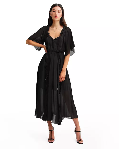 women amour ruffled midi dress