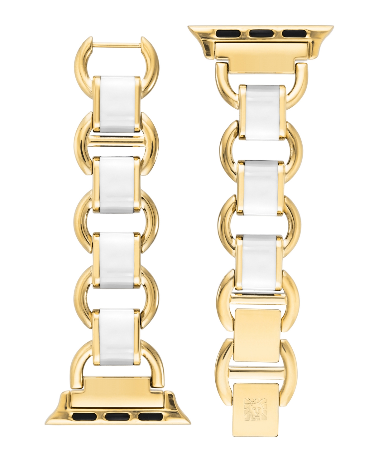 Women's Gold-Tone Alloy and White Enamel Chain Bracelet Compatible with 42/44/45/Ultra/Ultra 2 Apple Watch - White, Gold-Tone