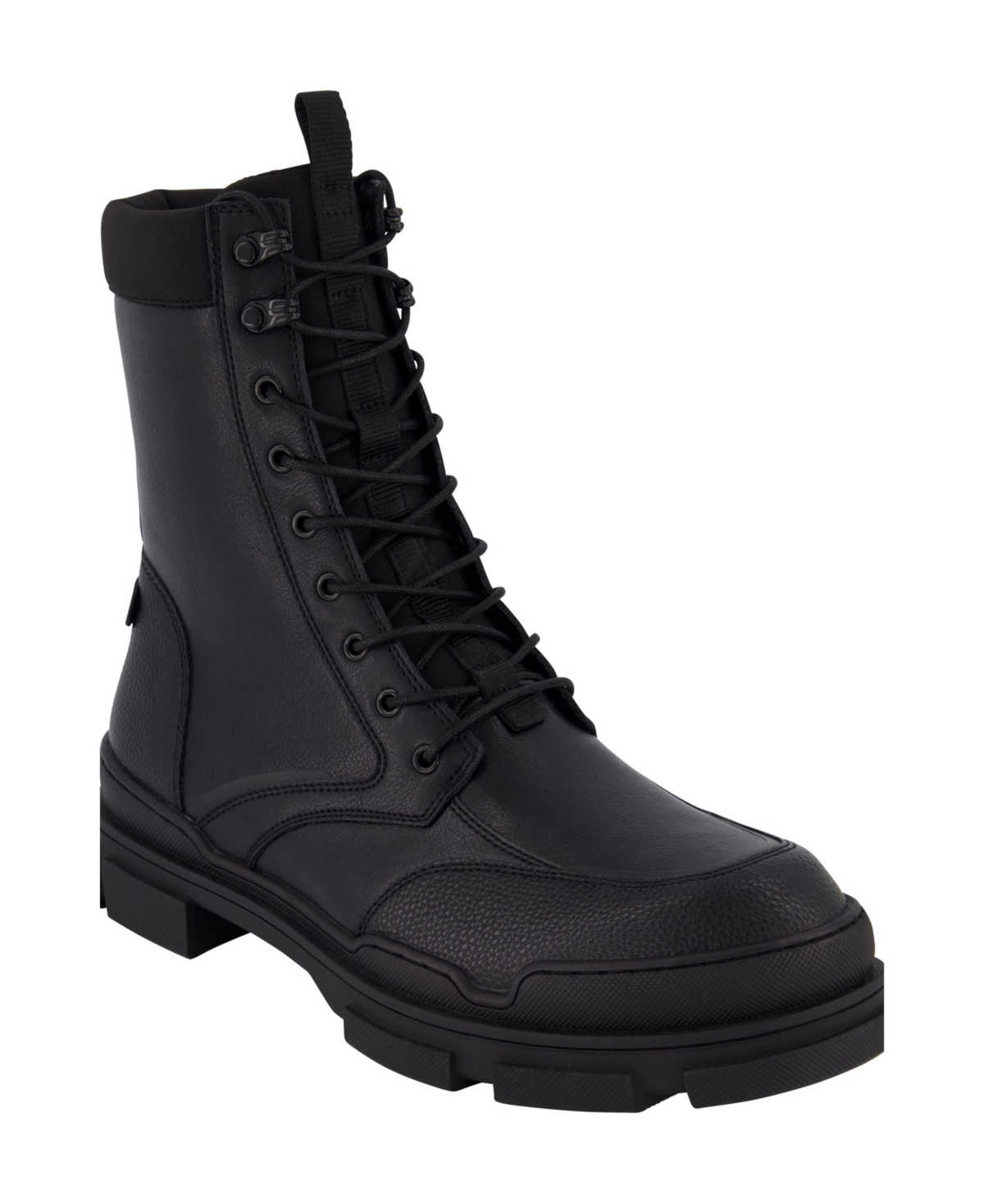 Shop Dkny Men's Side Zip Tall Rubber Lug Sole Boots In Black