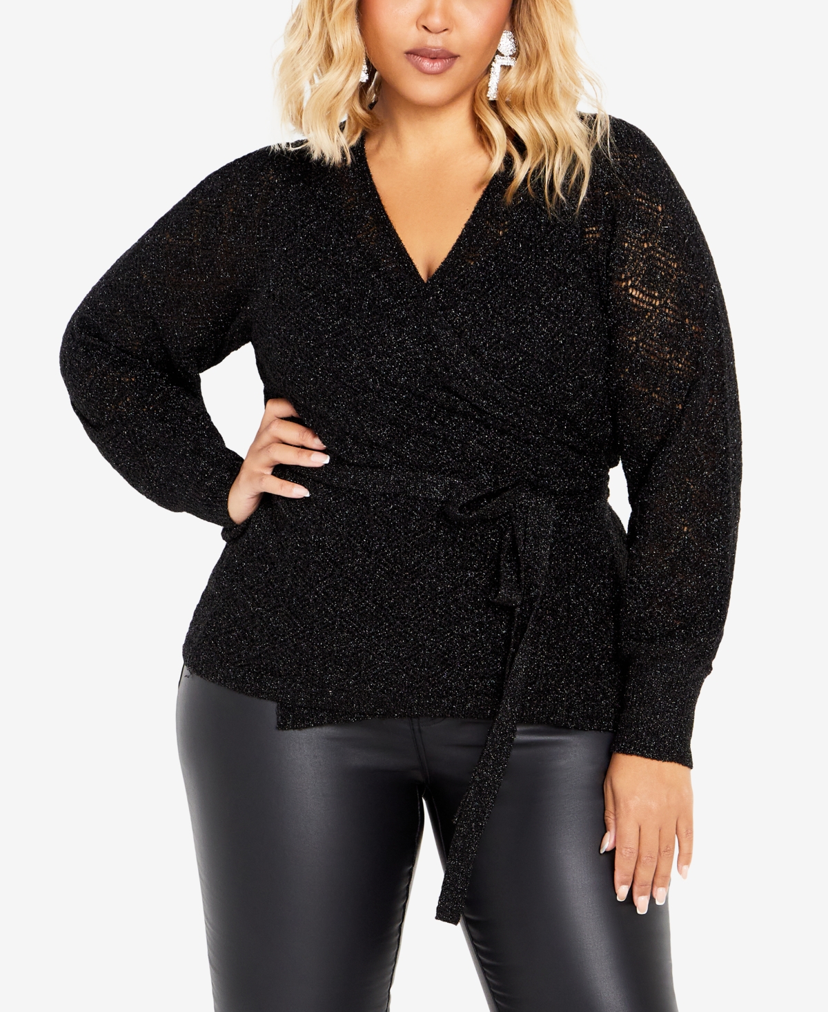 City Chic Trendy Plus Size Holly V-neck Wrap Sweater
