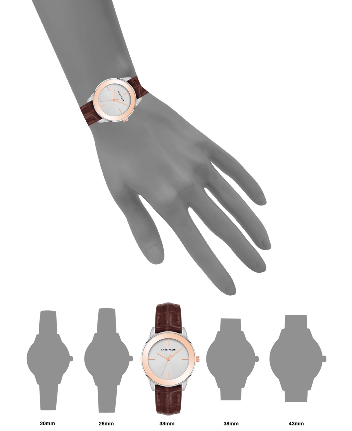Anne Klein Women's Quartz Dark Brown Polyurethane Band Watch, 33mm In Brown