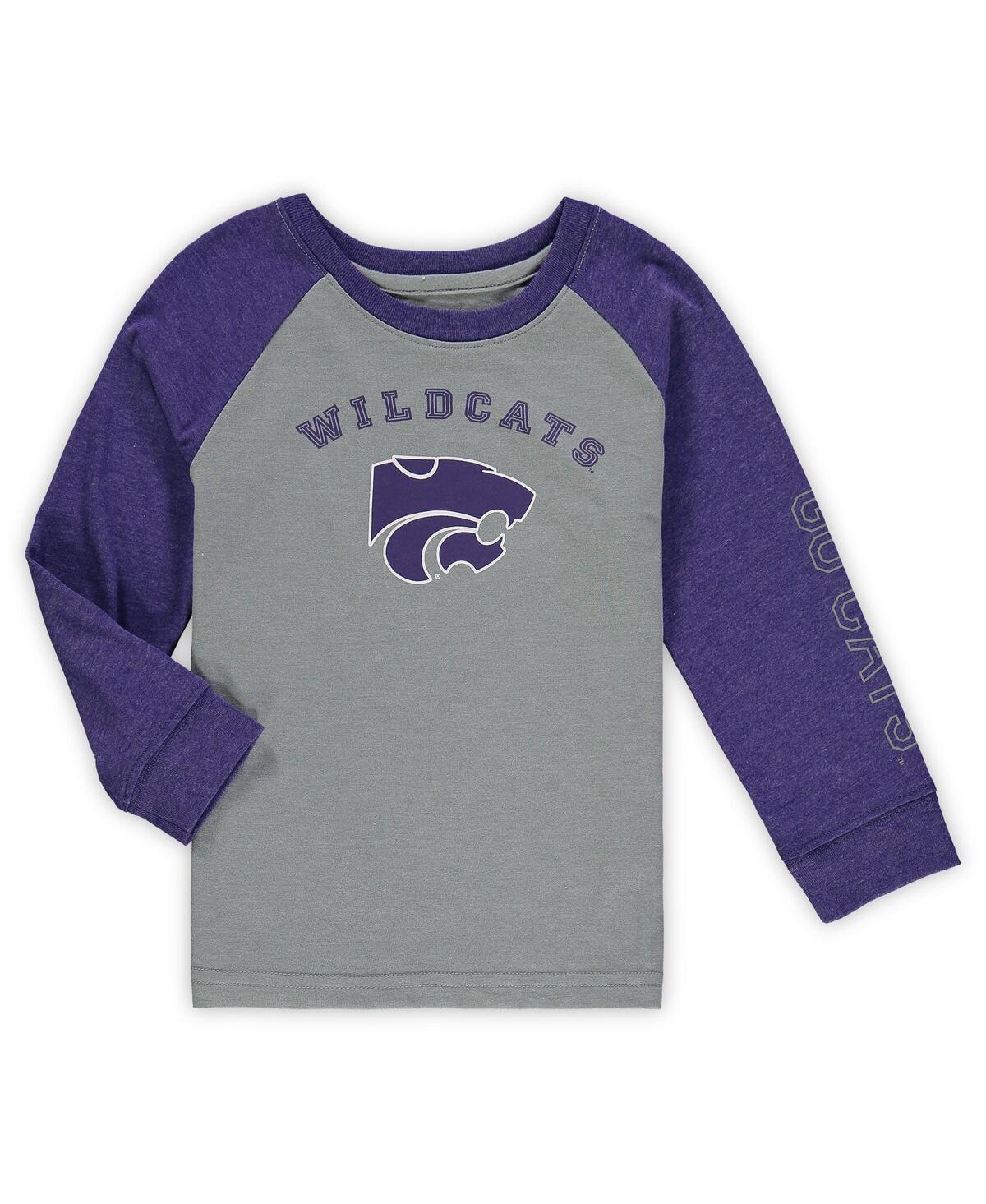 Colosseum Babies' Toddler Boys And Girls  Heathered Gray Kansas State Wildcats Long Sleeve Raglan T-shirt In Heather Gray