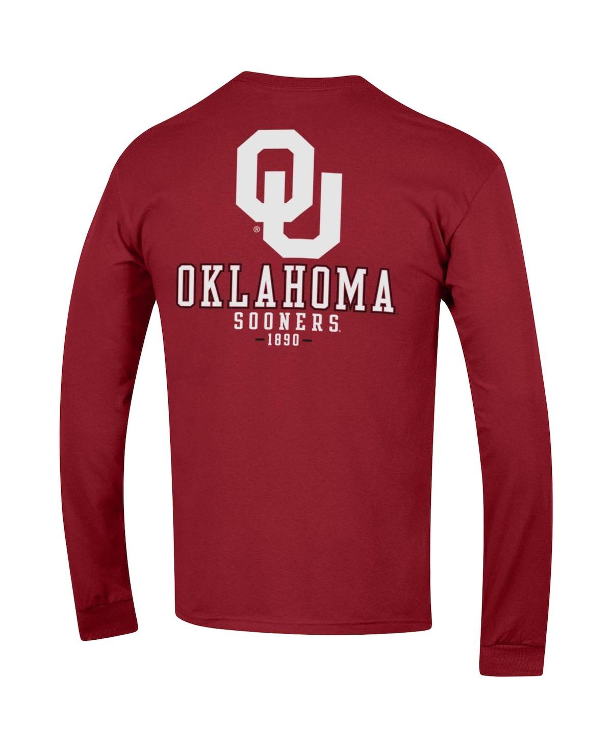 Men's ChampionOklahoma Sooners Team Stack Long Sleeve T-shirt - Crimson