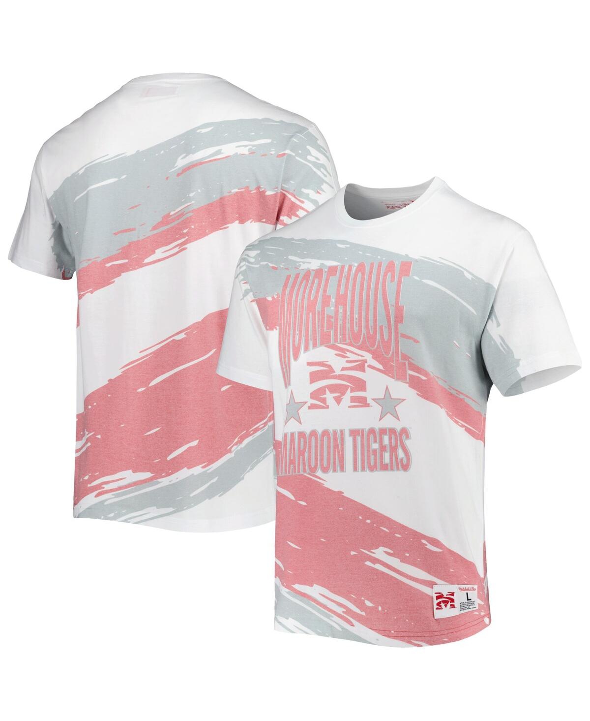 MITCHELL & NESS MEN'S MITCHELL & NESS WHITE MOREHOUSE MAROON TIGERS PAINTBRUSH SUBLIMATED T-SHIRT