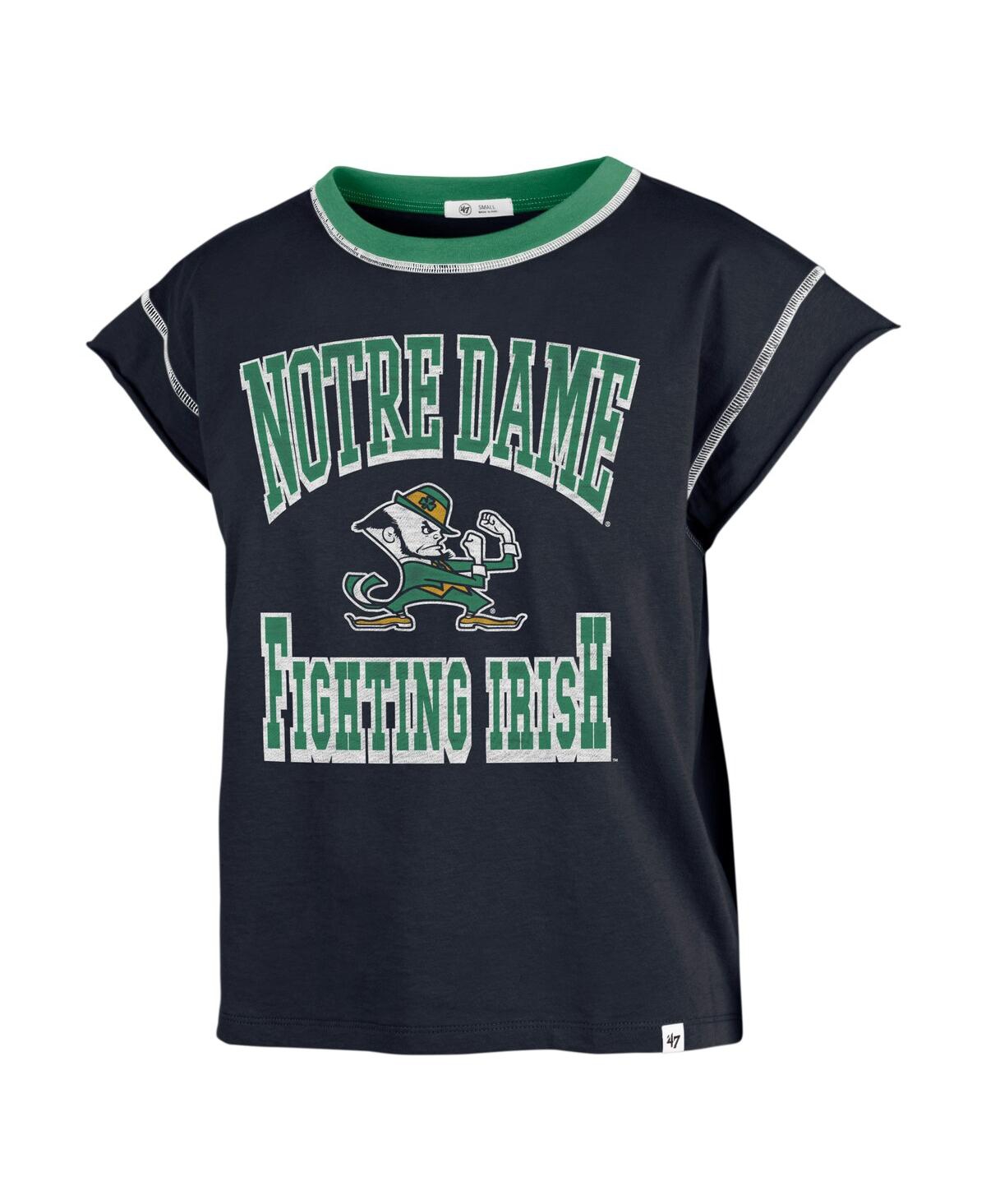 47 BRAND WOMEN'S '47 BRAND NAVY NOTRE DAME FIGHTING IRISH SOUND UP MAYA CUTOFF T-SHIRT 