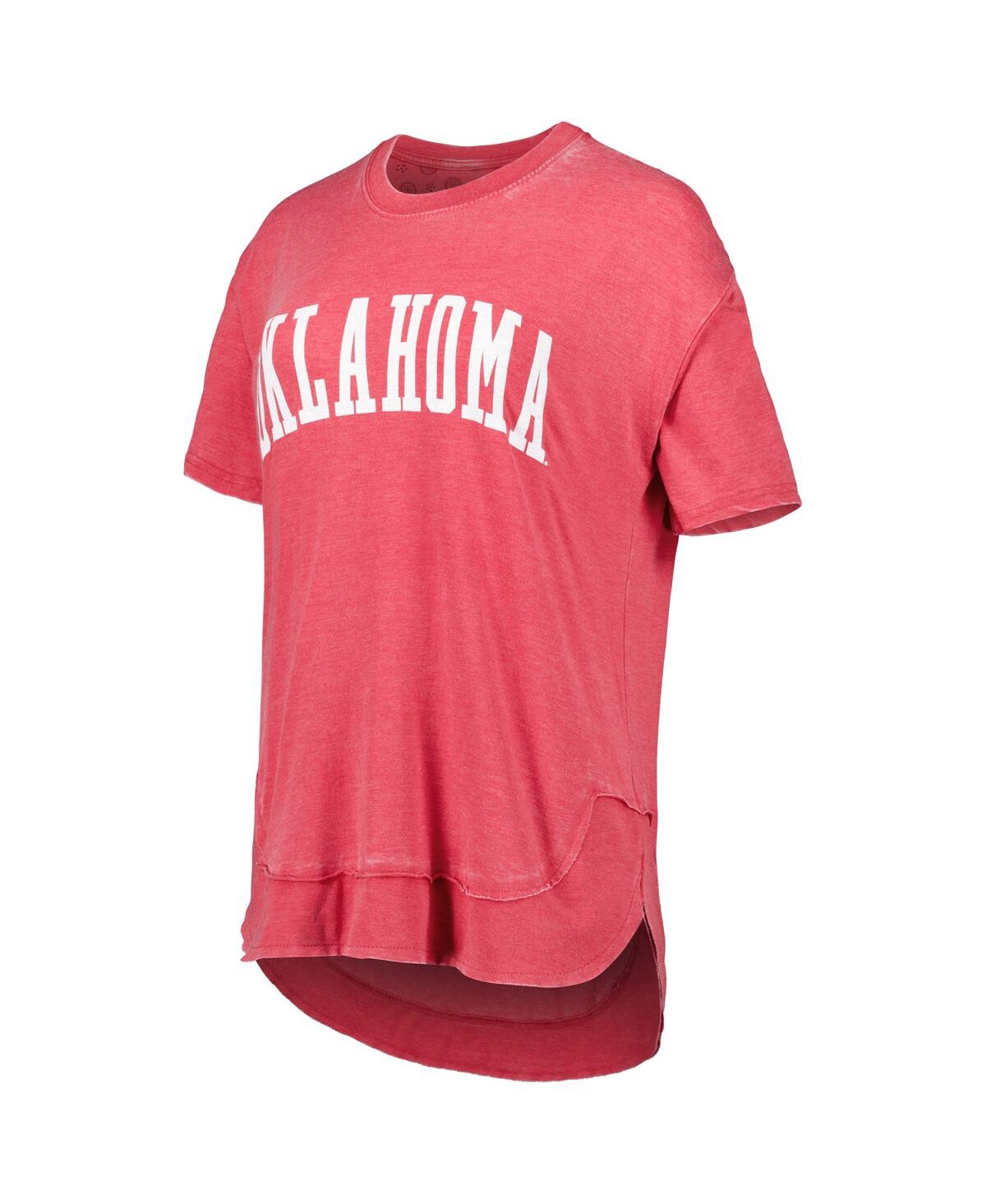 PRESSBOX WOMEN'S PRESSBOX CRIMSON DISTRESSED OKLAHOMA SOONERS ARCH PONCHO T-SHIRT 