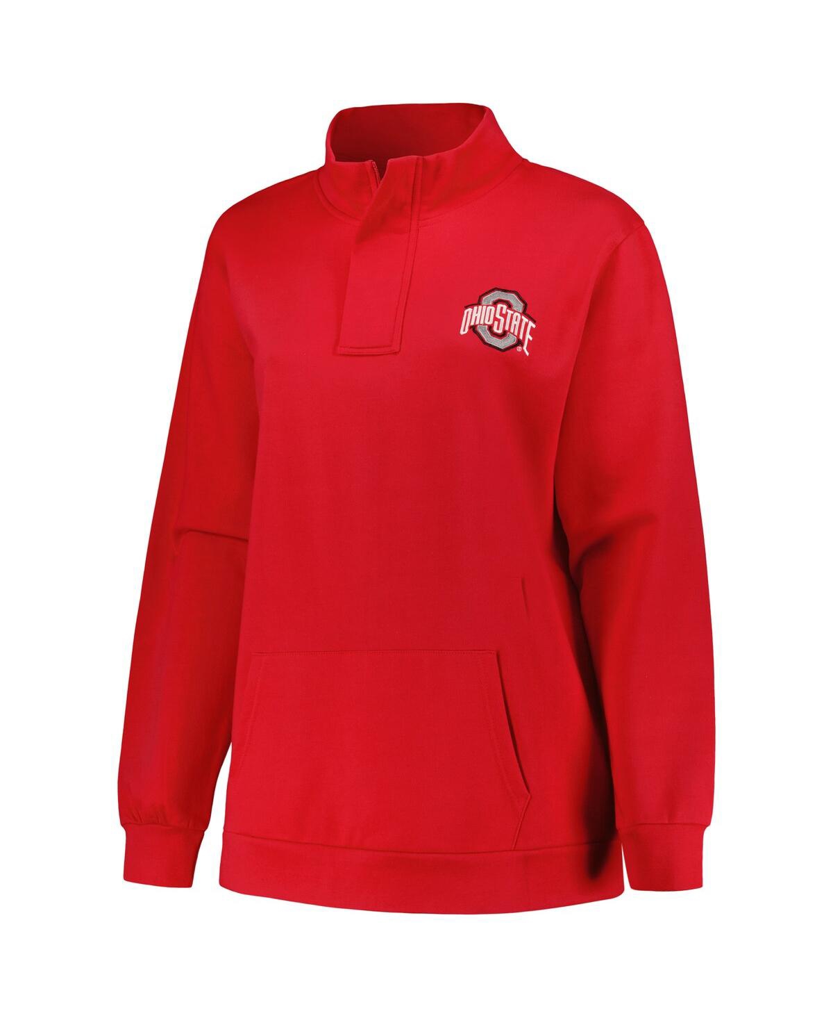 Shop Profile Women's  Scarlet Ohio State Buckeyes Plus Size Fleece Quarter-zip Jacket