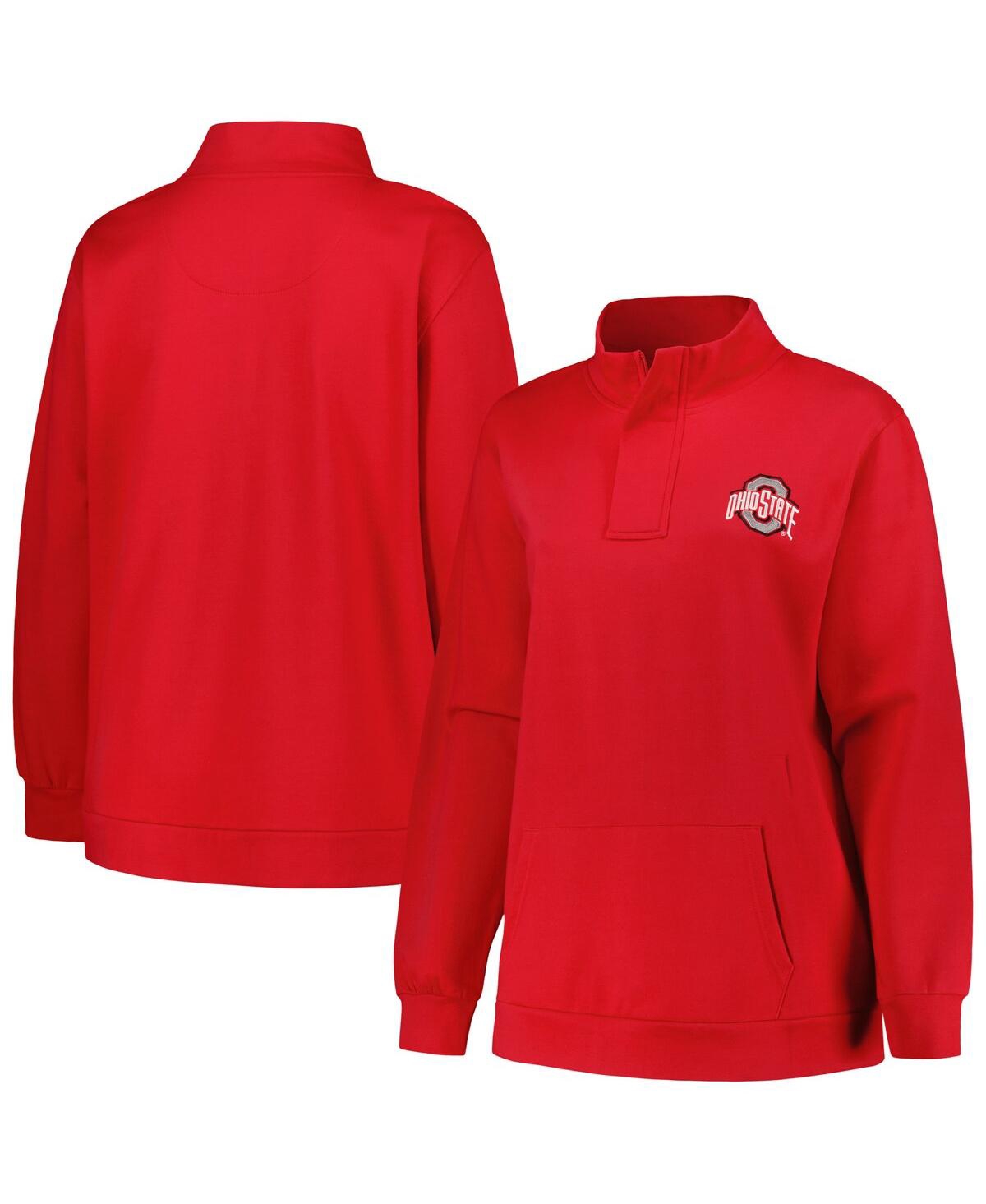 Profile Women's  Scarlet Ohio State Buckeyes Plus Size Fleece Quarter-zip Jacket