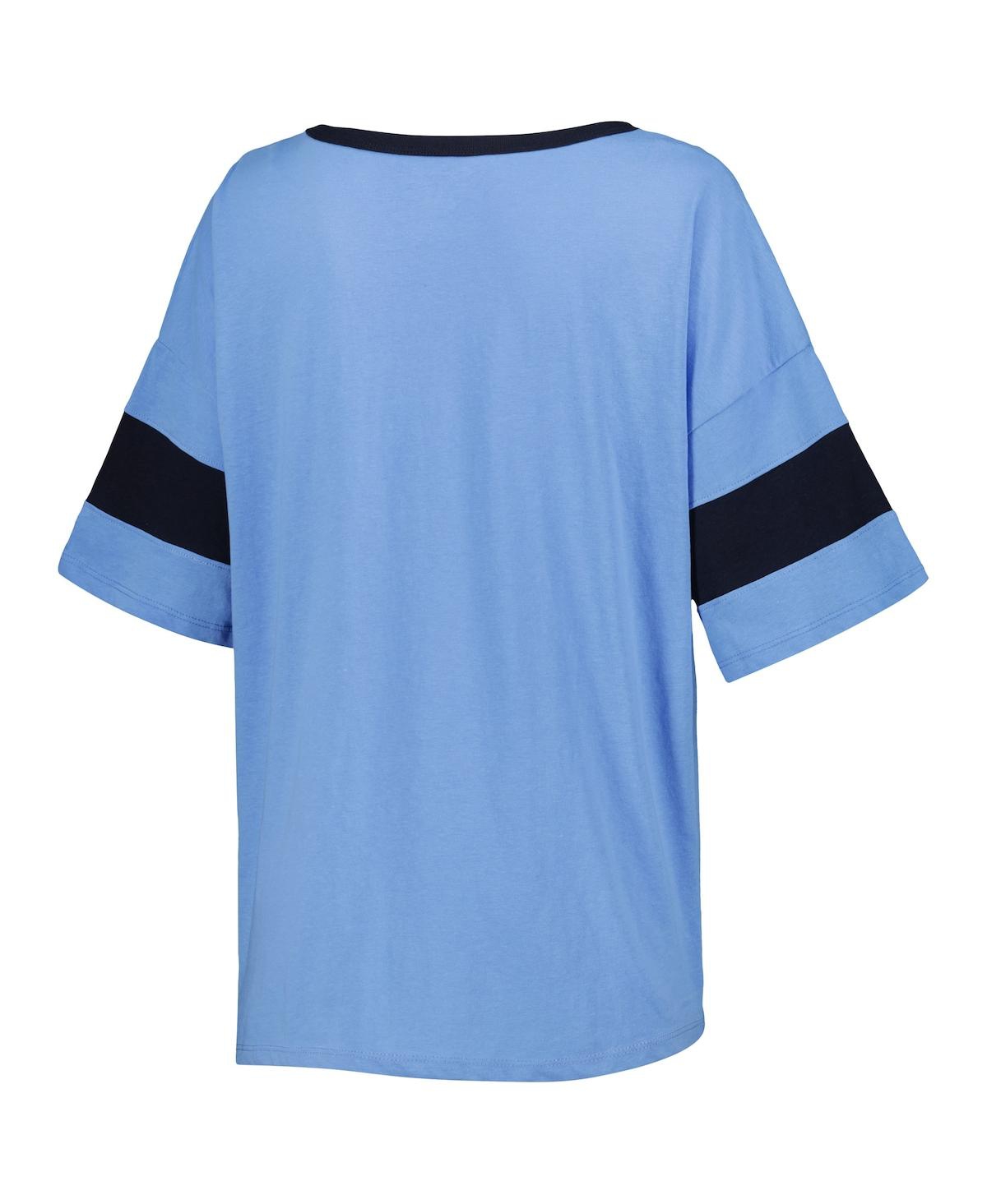 Shop Champion Women's  Carolinaâ Blue North Carolina Tar Heels Jumbo Arch Striped Half-sleeve T-shirt