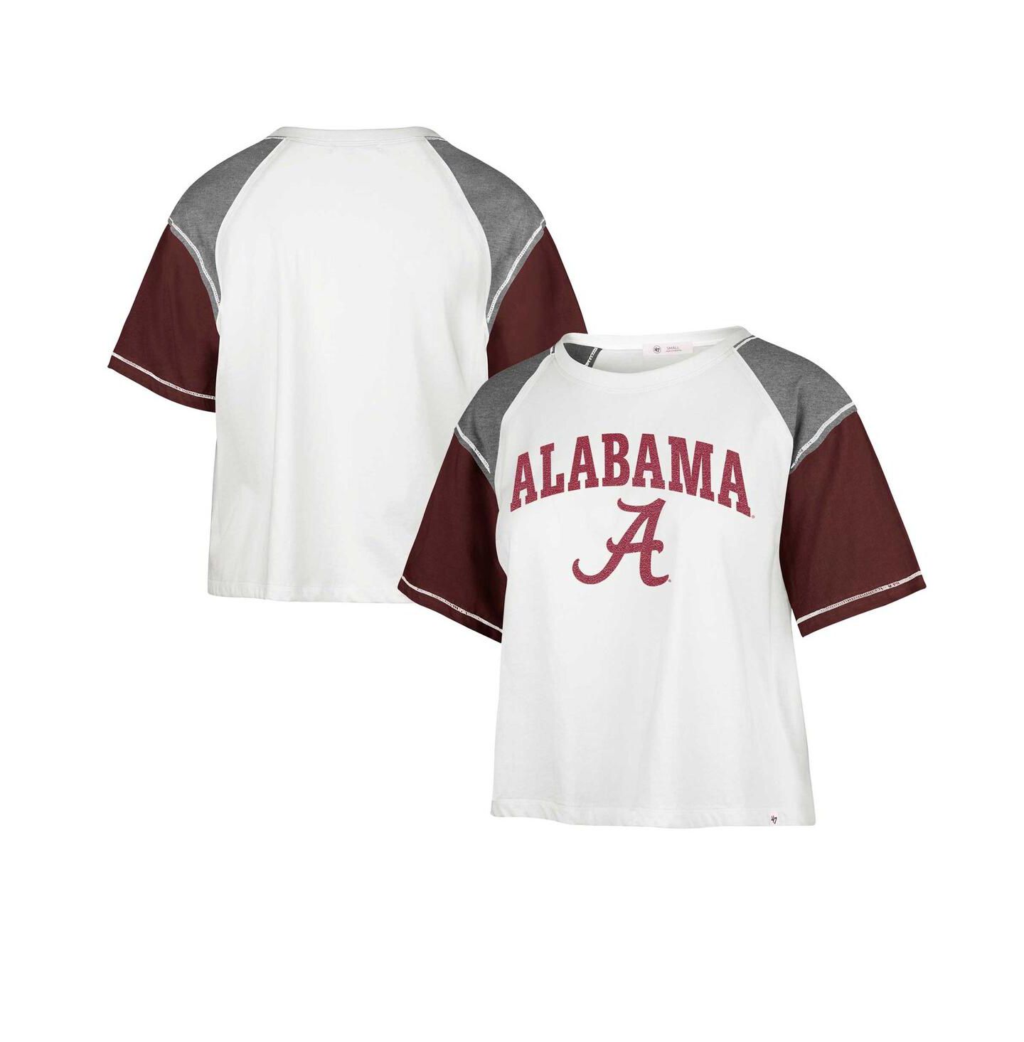Женская футболка '47 Brand White Distressed Alabama Crimson Tide Serenity Gia Cropped — фото 1