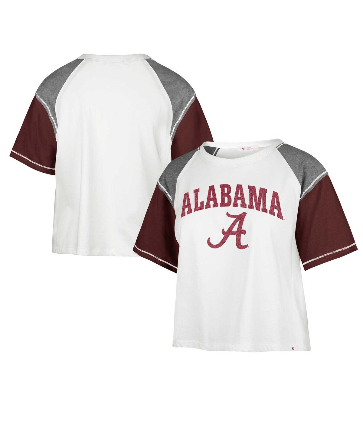 47 Brand Women's ' White Distressed Alabama Crimson Tide Serenity Gia Cropped T-shirt