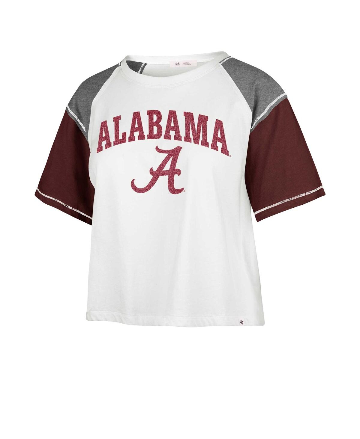 Shop 47 Brand Women's ' White Distressed Alabama Crimson Tide Serenity Gia Cropped T-shirt