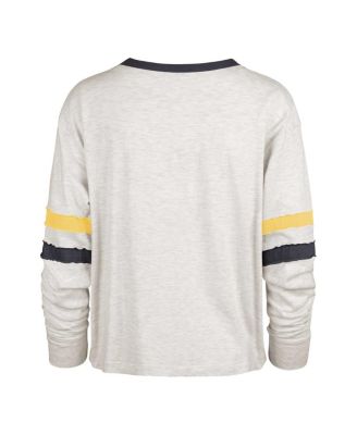 Women's Oatmeal Distressed Michigan Wolverines Vault All Class Lena Long Sleeve T-shirt